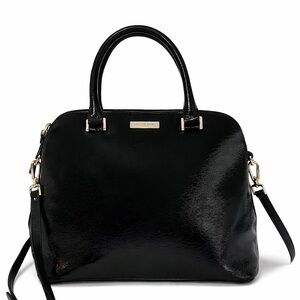 Michael Kors Shiny Black Leather Satchel Crossbody Tote Bag